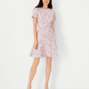 Ann Taylor Petite Multicolored Tweed Flounce Dress